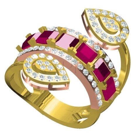 CAD render of the redesigned ruby and diamond ring