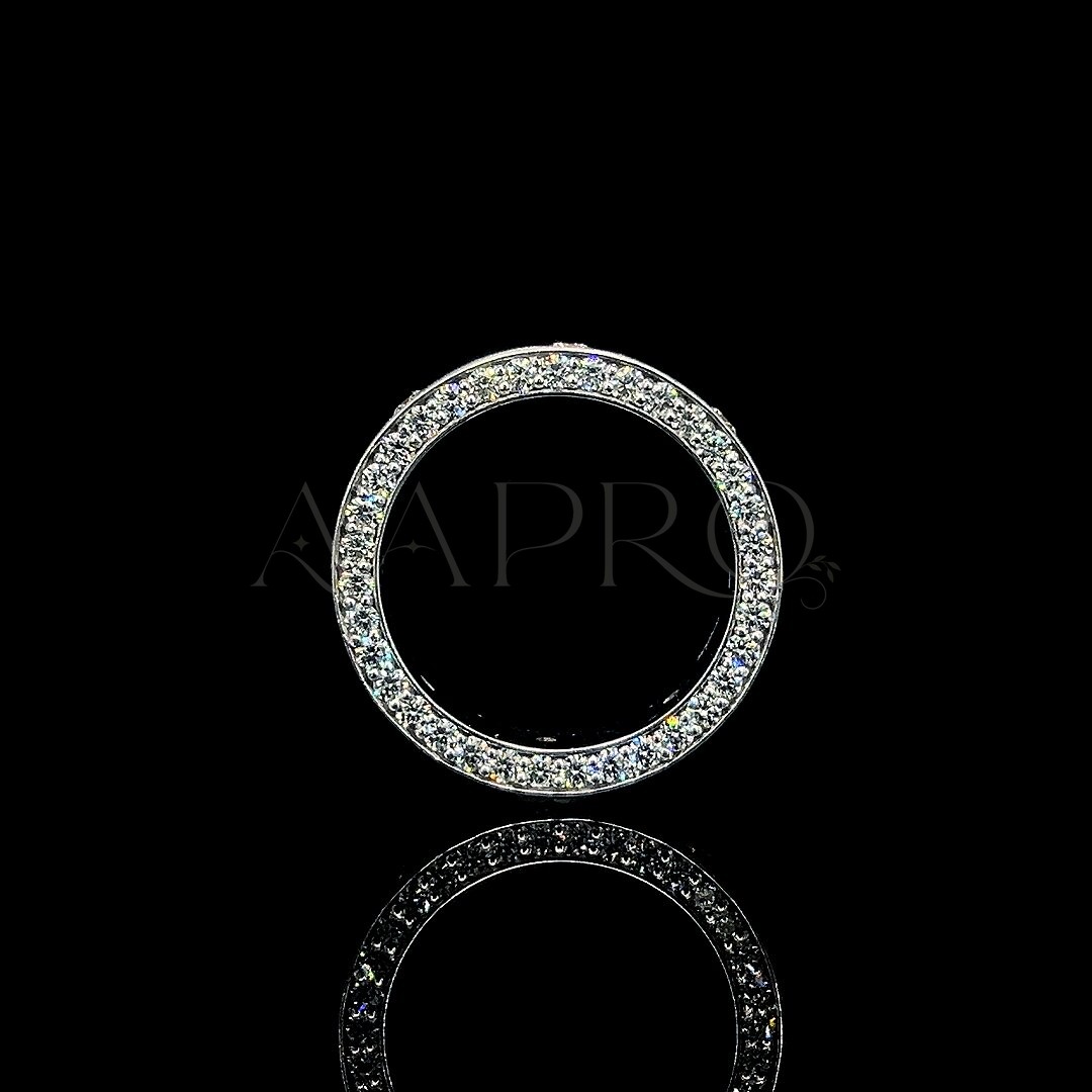 Close-up of pavé lab-grown diamonds, cut and graded before setting